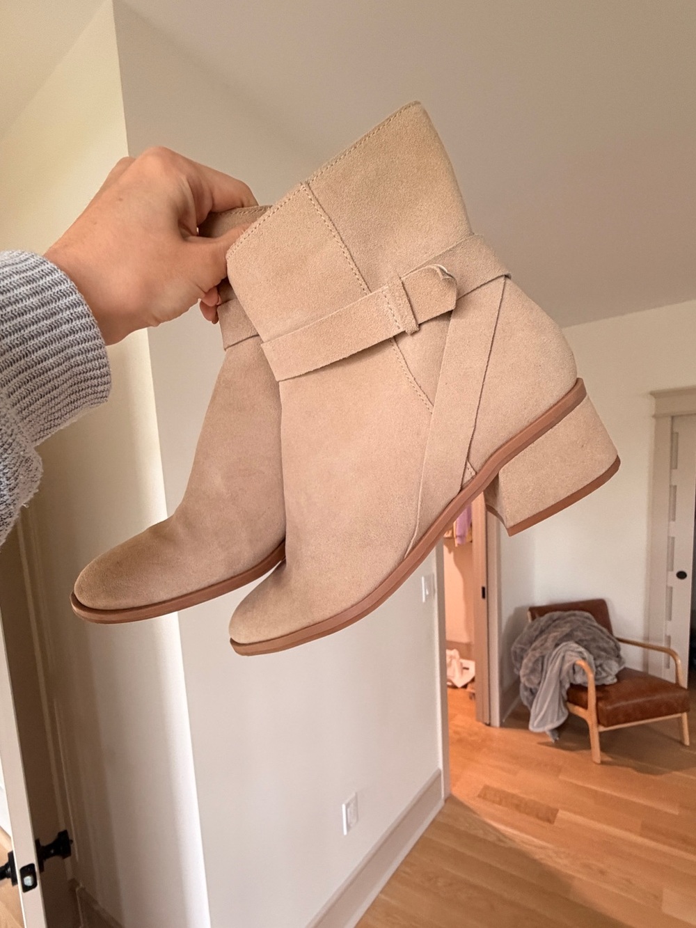 Dolce Vita Taupe Suede Ankle Booties
